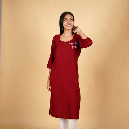 Radhe Radhe Pattern Long Kurti for Women