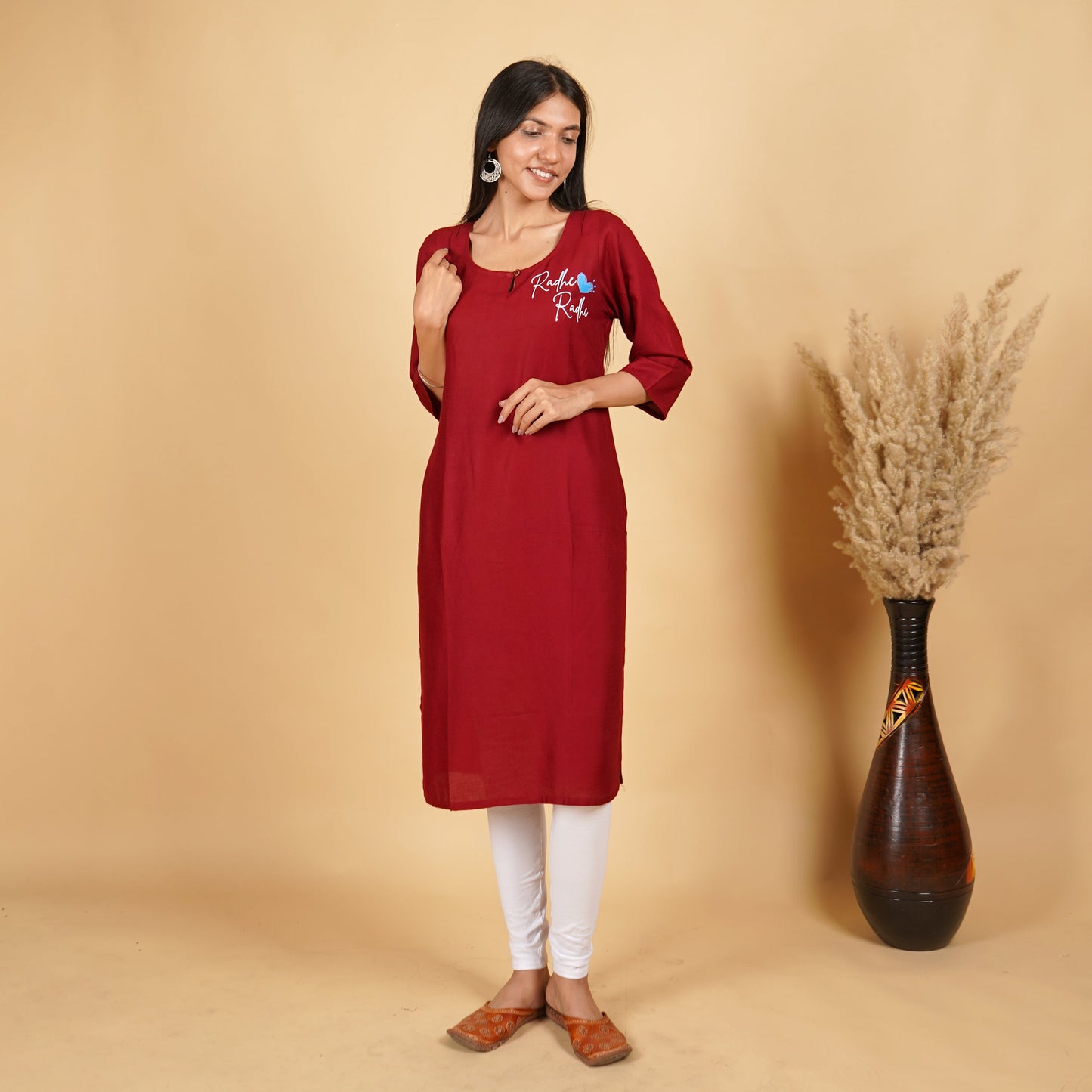 Radhe Radhe Pattern Long Kurti for Women