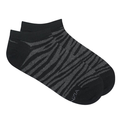 BALENZIA MENS WWF-INDIA BLACK LOWCUT SOCKS  3-PACK  TIGER PRINT  EMBROIDERY  FREE SIZE