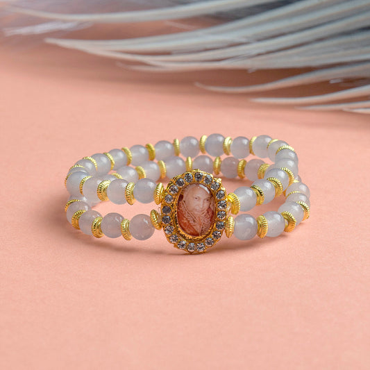 Grey Double Layer Bracelet With Guruji Swaroop