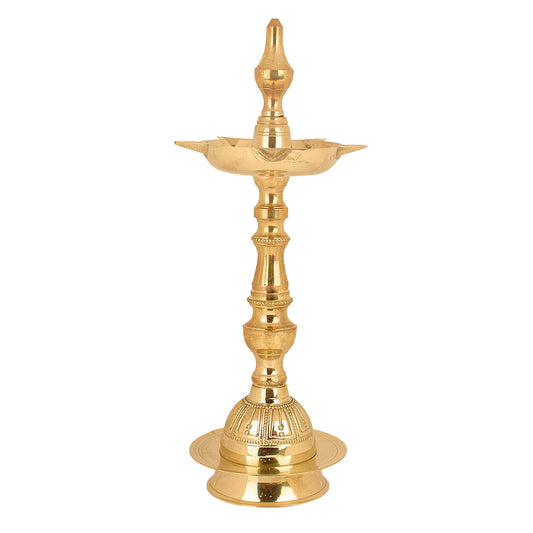 9.5 Inch Embossed Kalash Kerala Brass Diya