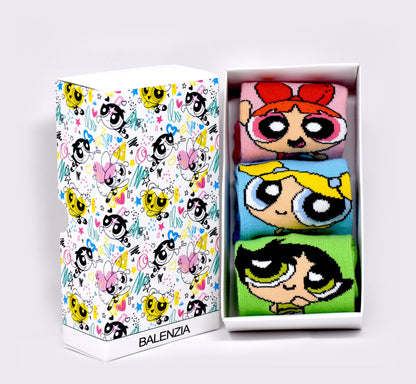 Powerpuff Girls By Balenzia Low Cut Socks for Kids Pack of 3 Pairs1U4-6 YEARS