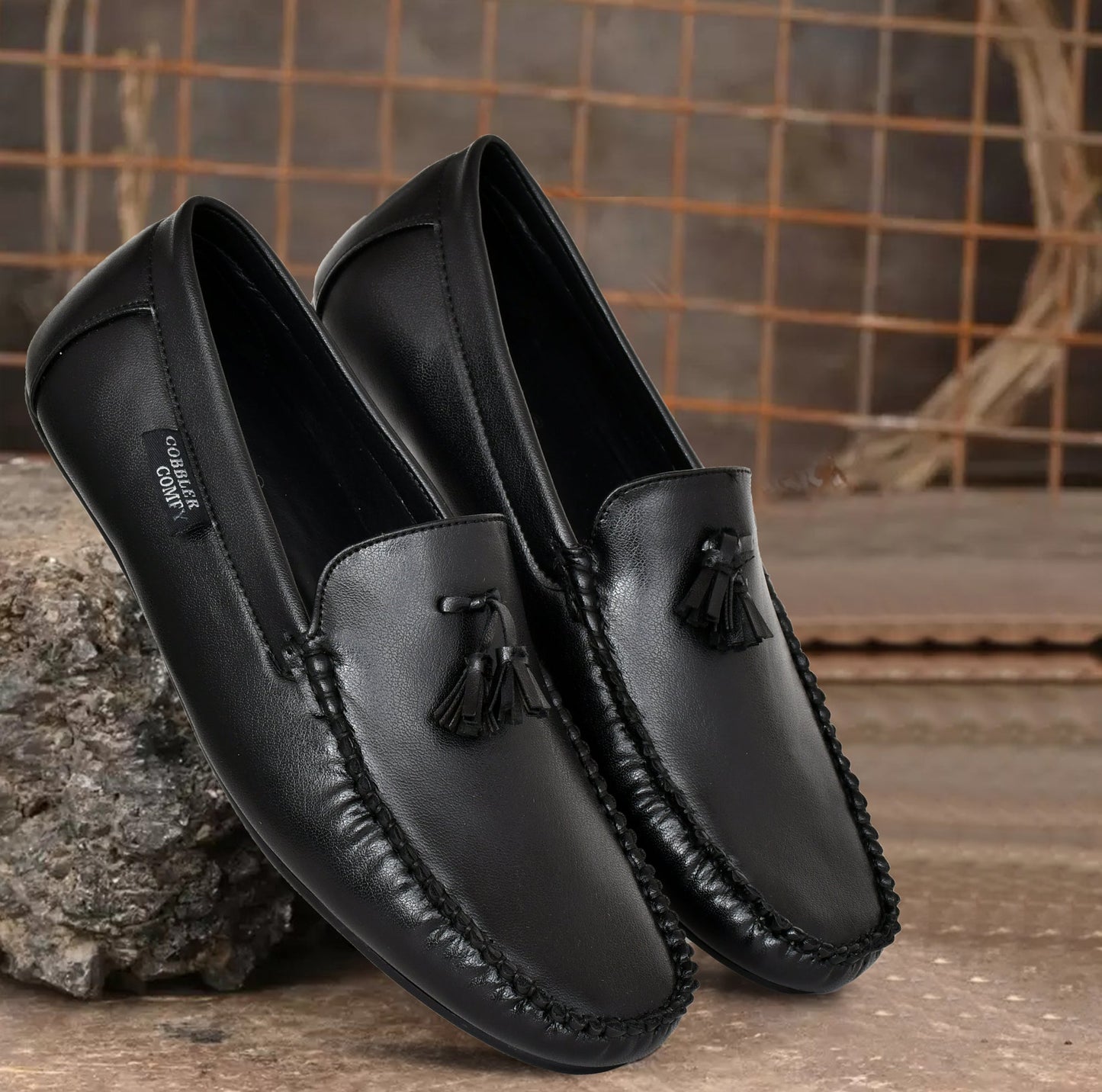 Tussled Moccasins for Men  Black