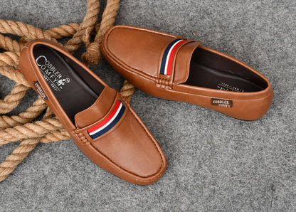 Striped Moccasins for Men  Tan