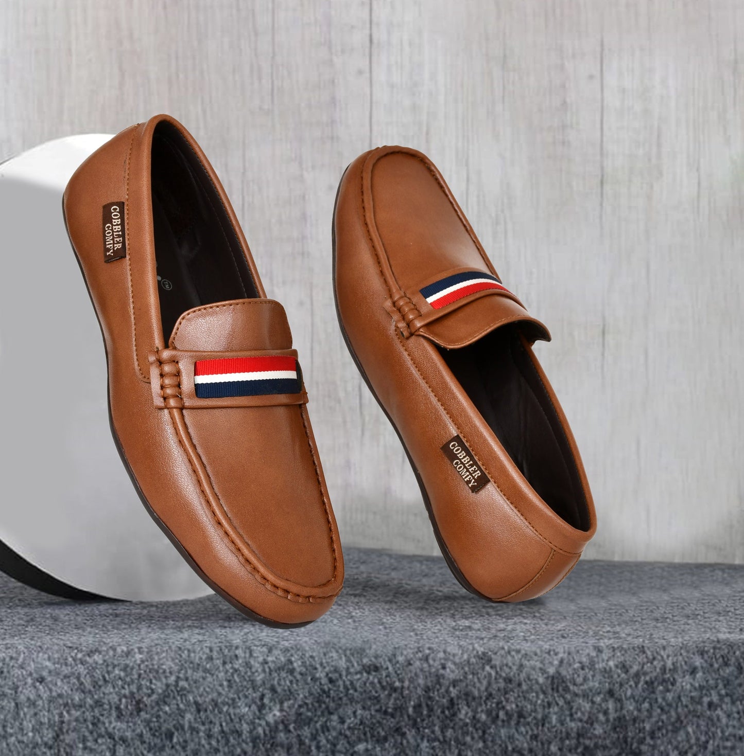 Striped Moccasins for Men  Tan