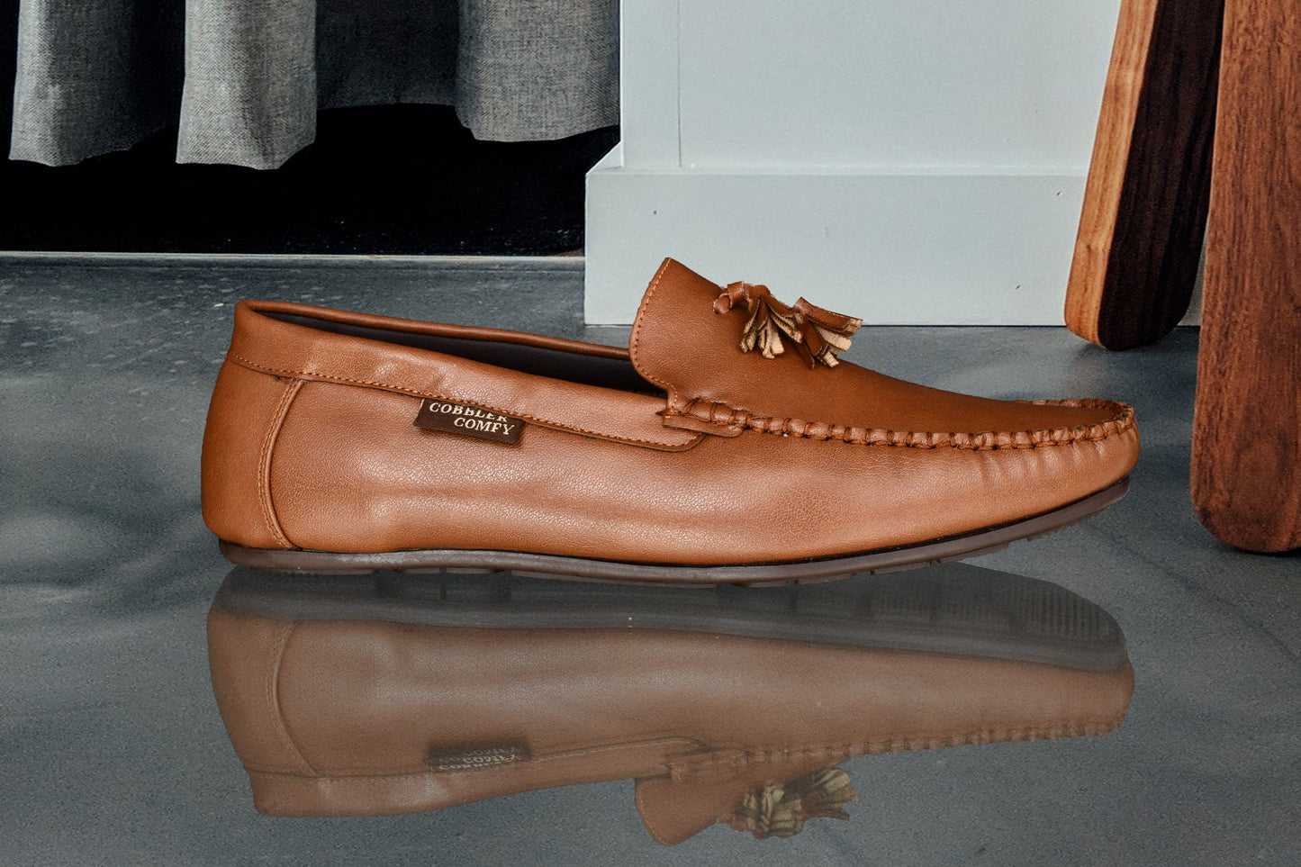 Tussled Moccasins for Men  Tan