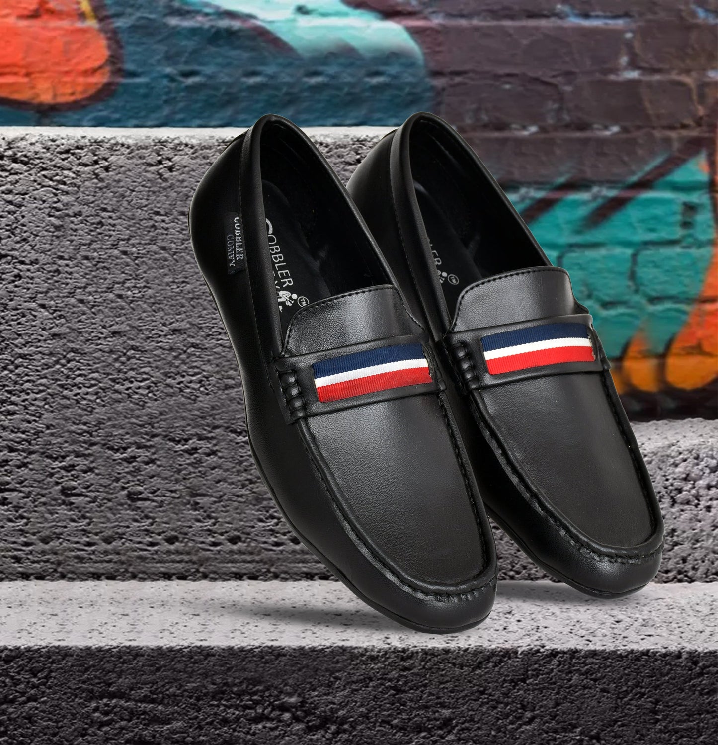 Striped Moccasins for Men  Black