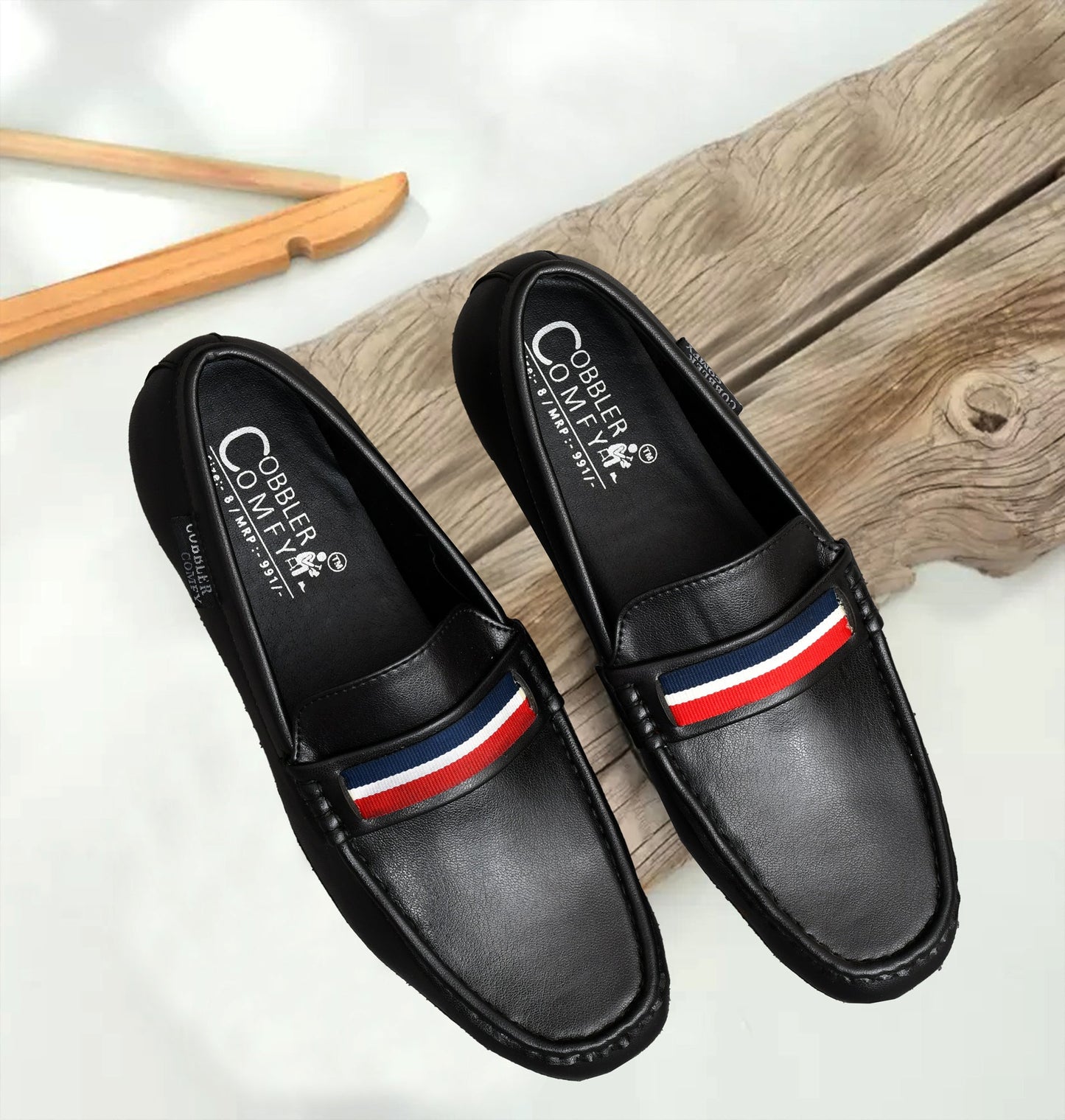 Striped Moccasins for Men  Black