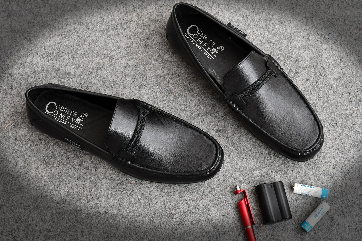 Neat Look Moccasins for Men with Braided Buckle  Black