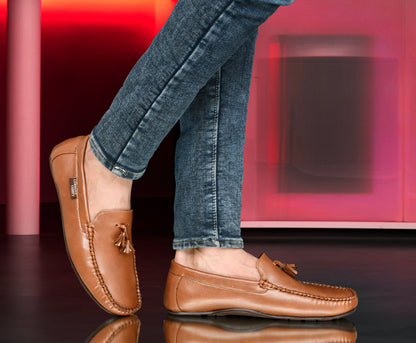 Tussled Moccasins for Men  Tan