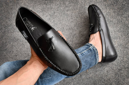 Tussled Moccasins for Men  Black