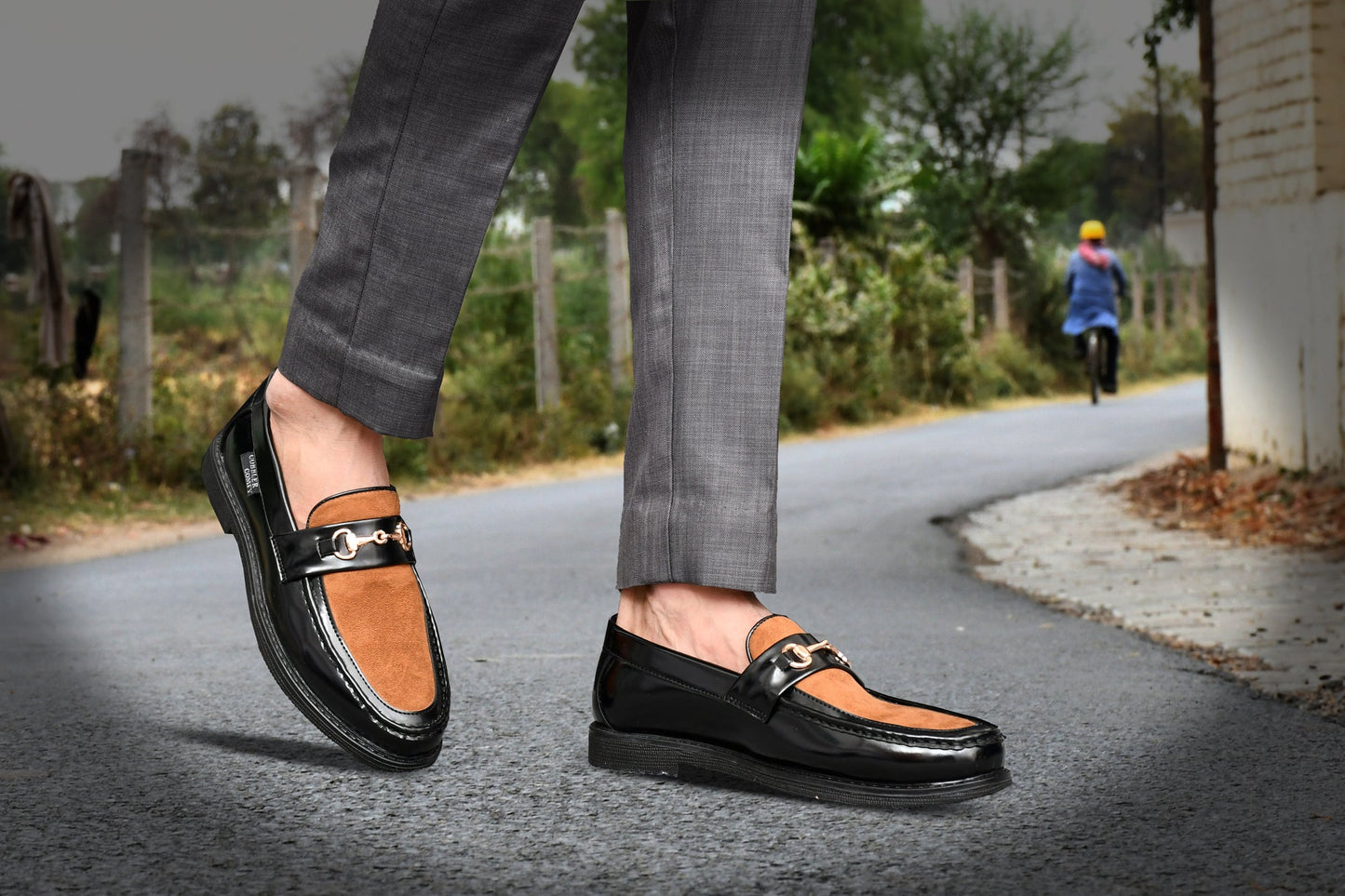 Suede Slip-on for Men with Contrast Upper  Black