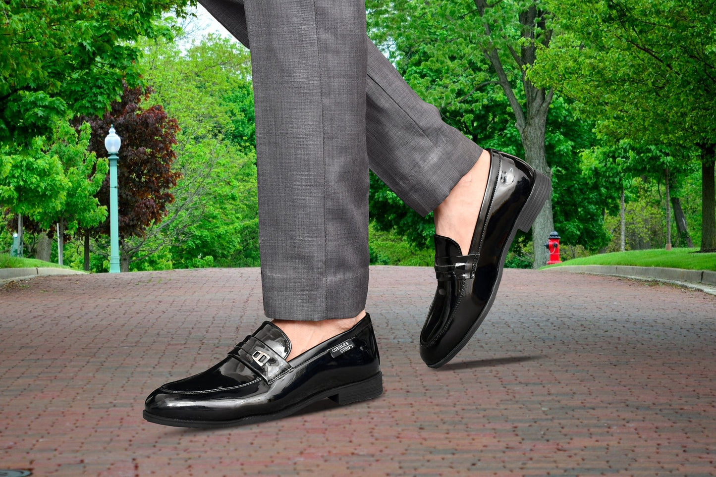 Shiny Slip-on for Men with Metallic Loop Buckle  Black