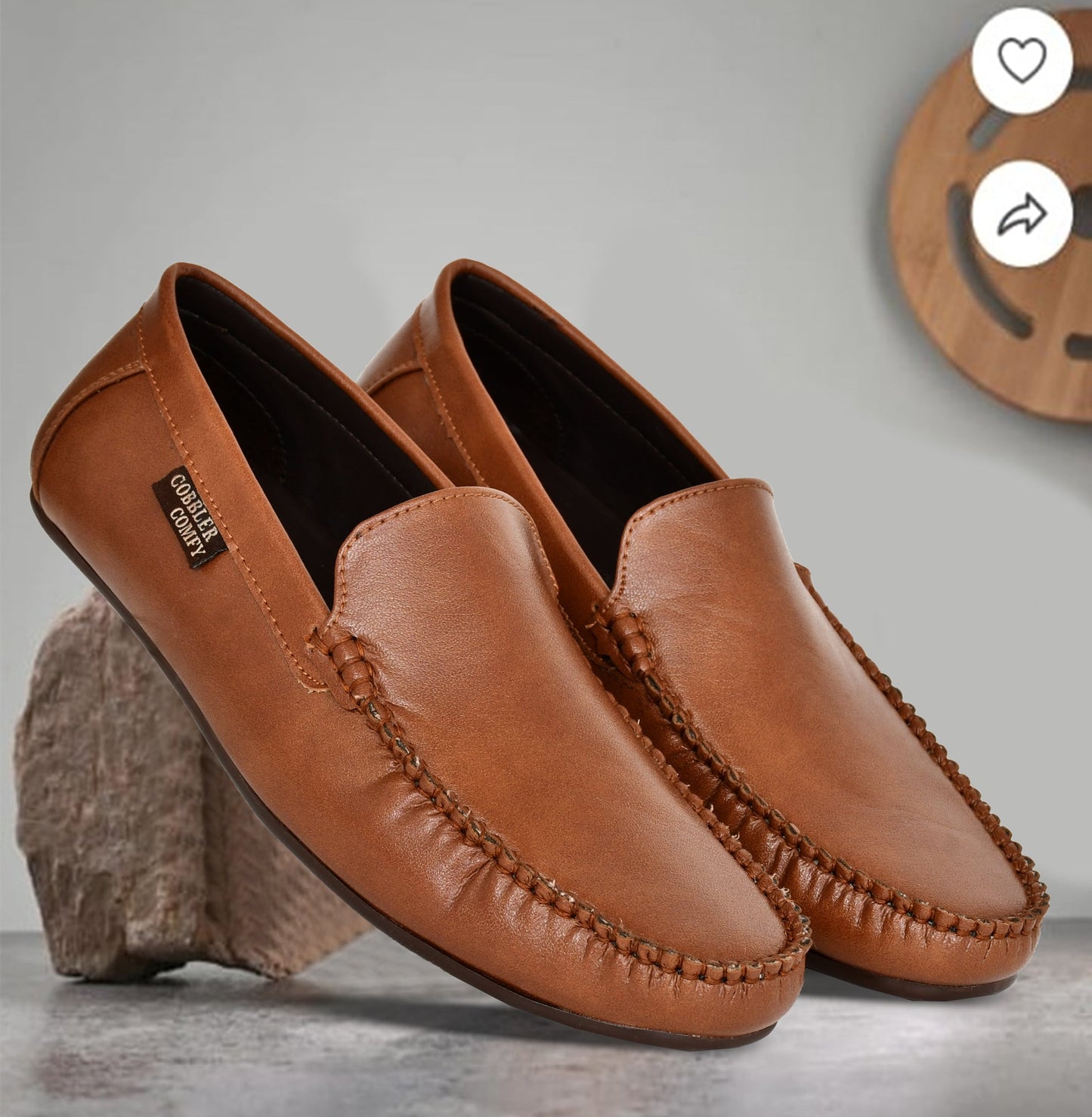 Neat Look Moccasins for Men with Double Stitch Pattern  Tan