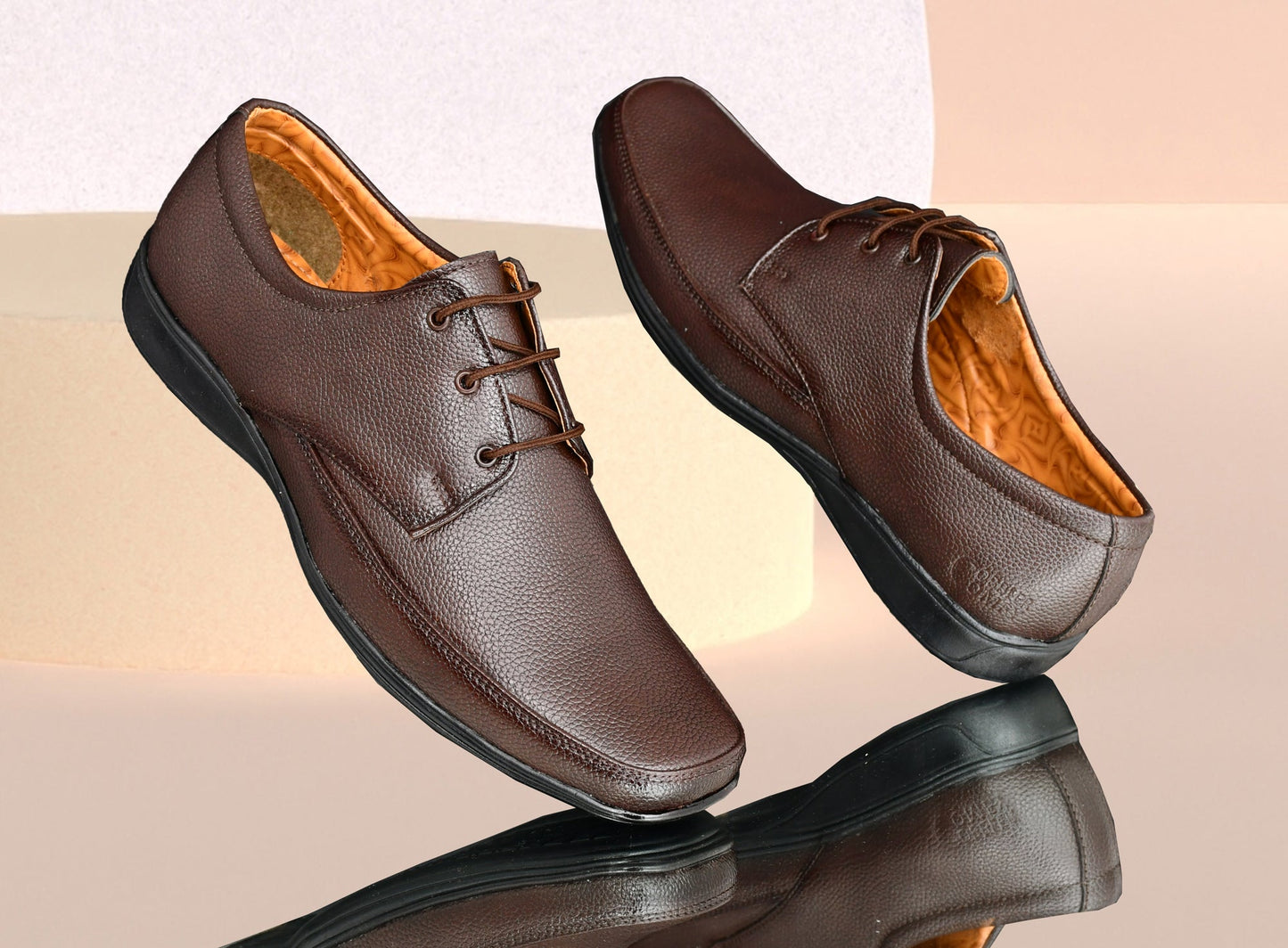 Matte Look Square-toe Derby Formal Shoes for Men  Coffee