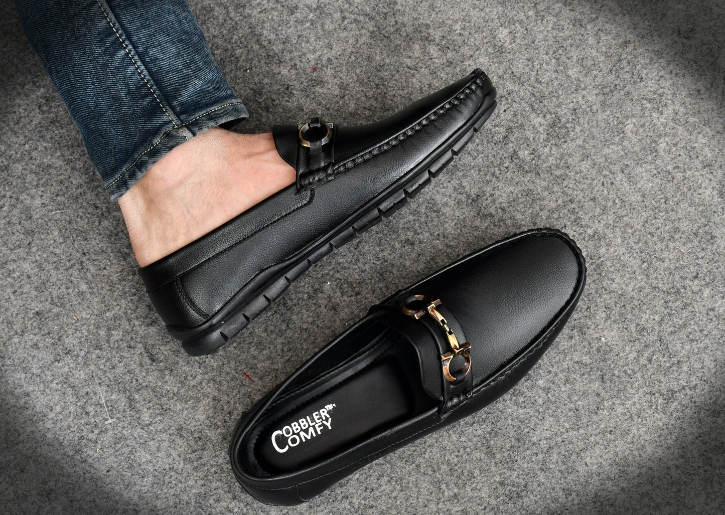 Classic Loafers for Men with Metallic Buckle  Black