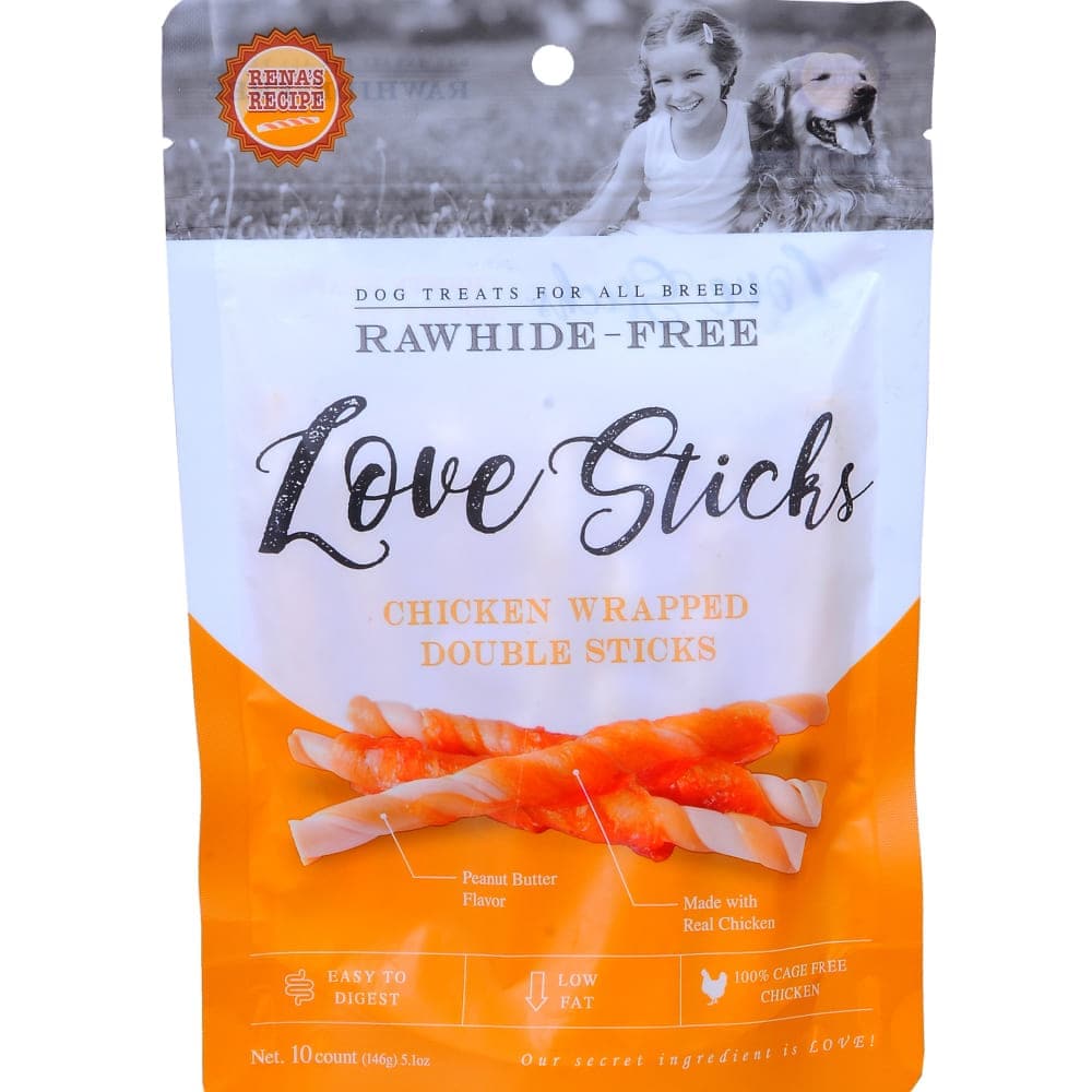 Rena Love Chicken Wrapped Double Sticks Dog Treats