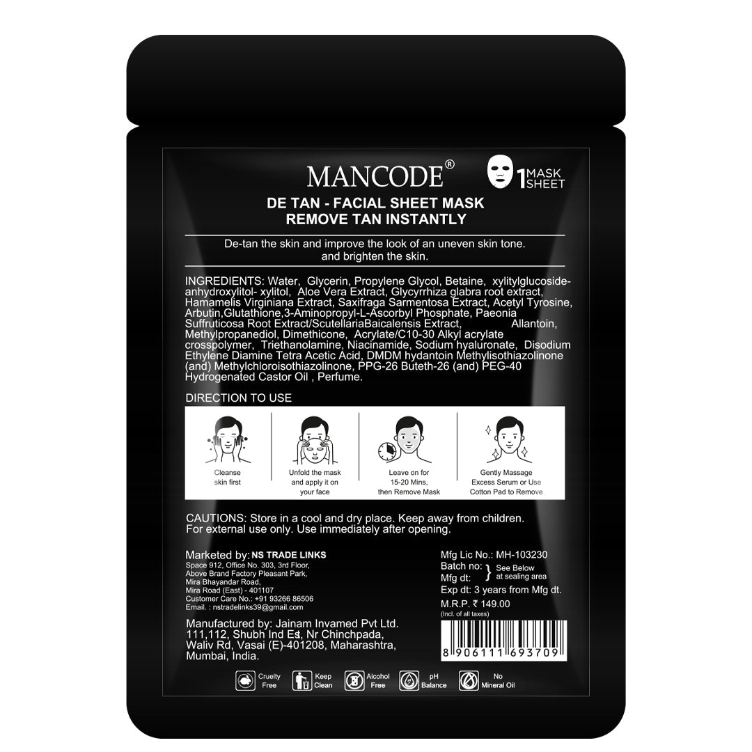 De-Tan Facial Sheet Mask - 25ml Pack of 2