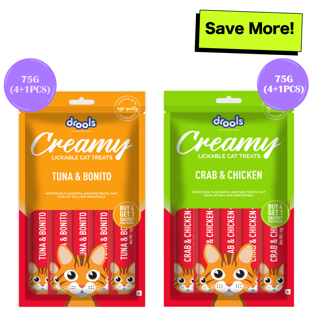 Drools Tuna  Bunito and Crab  Chicken Creamy Cat Treats Combo