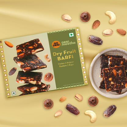 Dry-Fruit Date Bars  No Refined Sugar  100 Natural  Anjeer Dates Badam  Cashews  DESi Meetha  Pack of 2 x 200 Gms