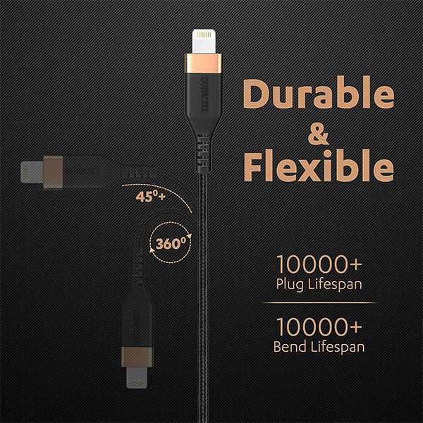 Duracell USB Lightning Apple Certified MFI Braided Sync  Charge Cable