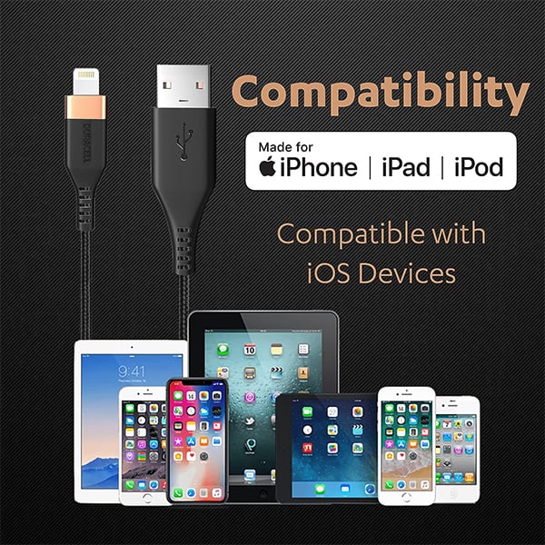 Duracell USB Lightning Apple Certified MFI Braided Sync  Charge Cable