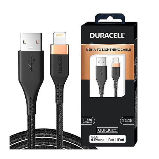Duracell USB Lightning Apple Certified MFI Braided Sync  Charge Cable