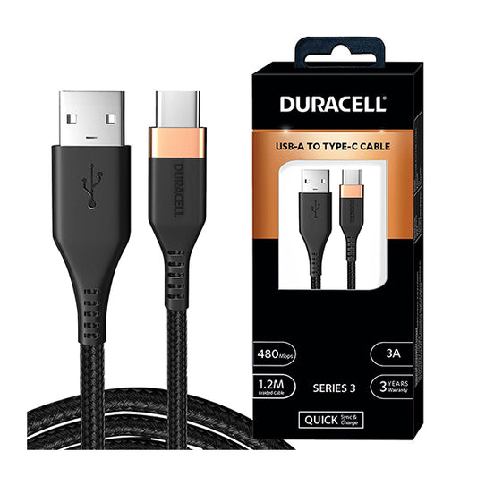 Duracell USB Type C 3A Braided Sync  Fast Charging Cable