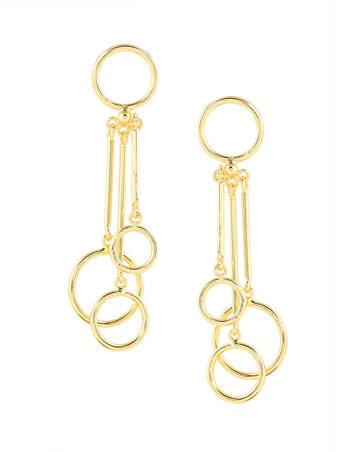 Priyaasi Gold Plated Circle Tassels Earrings