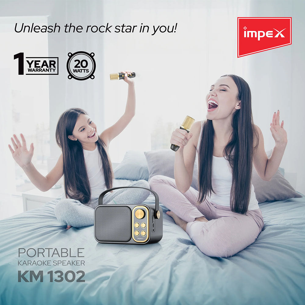 Impex Portable Speaker KM 1302 with 2 Wireless Mic