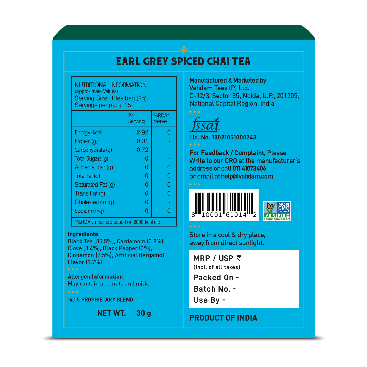 FG-Earl Grey Masala Chai Tea 15 Count