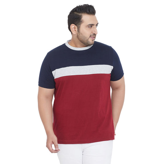 Men Plus Size Ella Colorblock Round Neck Tshirt