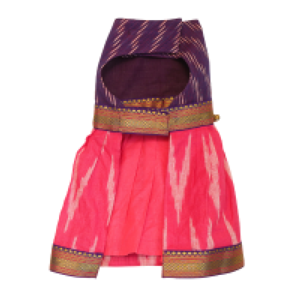 Floof  Co Silk Ikat Lehenga for Dogs Pink  Purple