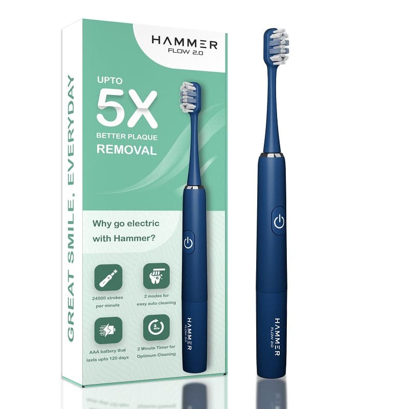 Hammer Flow 2.0 Electric Toothbrush - Combo of 2 Colors Blue  White