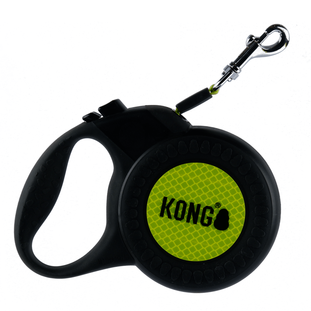 Kong Reflective Retractable Leash for Dogs and Cats Neon Yellow