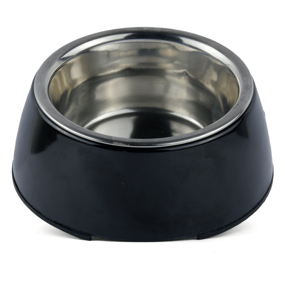 Basil Solid Color Melamine Bowl for Dogs and Cats Black