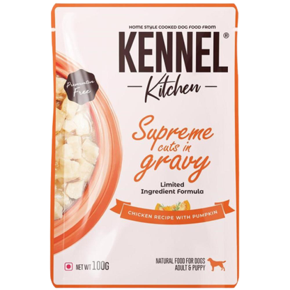 Kennel Kitchen Supreme Cuts in Gravy Chicken Recipe with Pumpkin Puppy  Adult Dog Wet Food All Life Stage