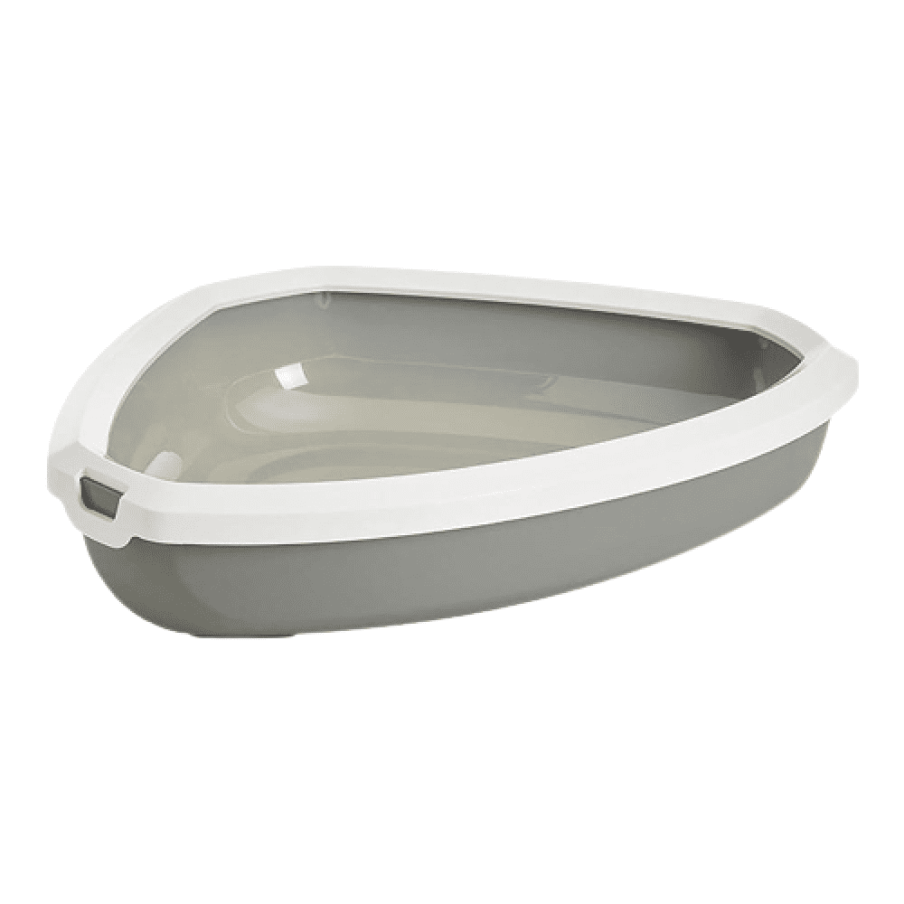 Savic Rincon Corner Litter Tray with Rim for Cats Cold Grey