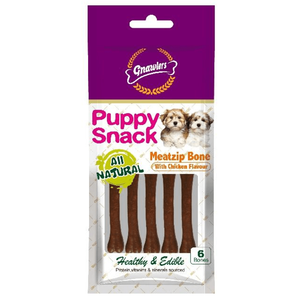 Gnawlers Puppy Snack Meatzip Bone Chicken Flavoured Dog Treats