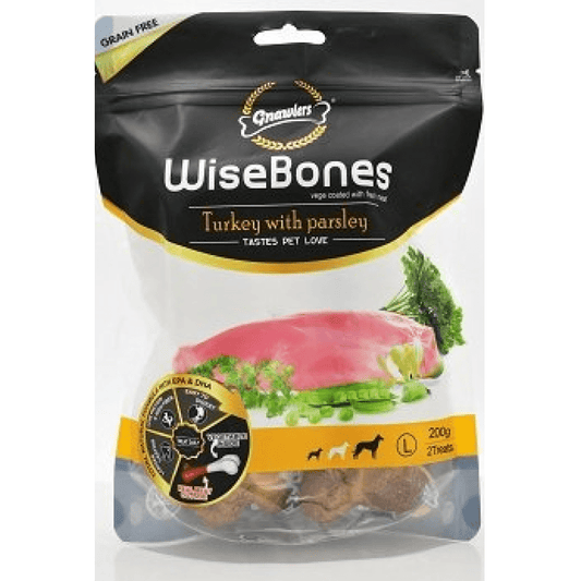 Gnawlers WiseBones Turkey with Parsley Dog Treats 200g