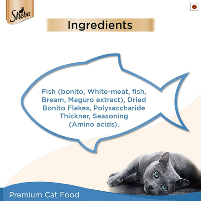 Sheba Maguro  Bream Fish Mix Premium Cat Wet Food and Salmon Flavour Irresistible All Life Stages Cat Dry Food Combo