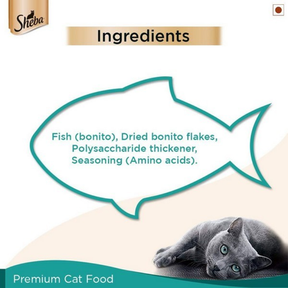 Sheba Skipjack Salmon Fish Mix and Fish with Dry Bonito Flake Cat Wet Food Combo