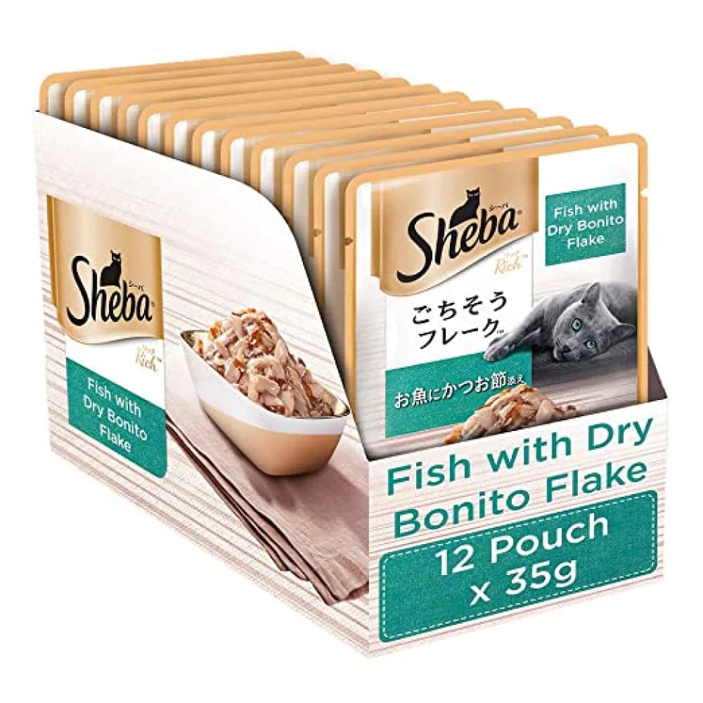 Sheba Maguro Bream Fish and Fish with Dry Bonito Flake Cat Wet Food Combo