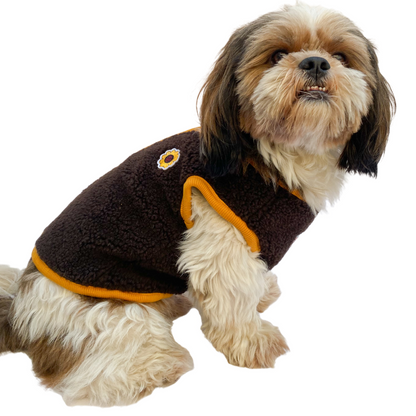 Pawgypets Cute Fleece Vest for Dogs and Cats Chocolate BrownMustard