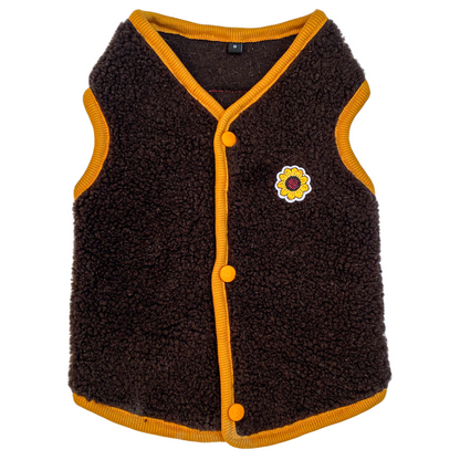 Pawgypets Cute Fleece Vest for Dogs and Cats Chocolate BrownMustard