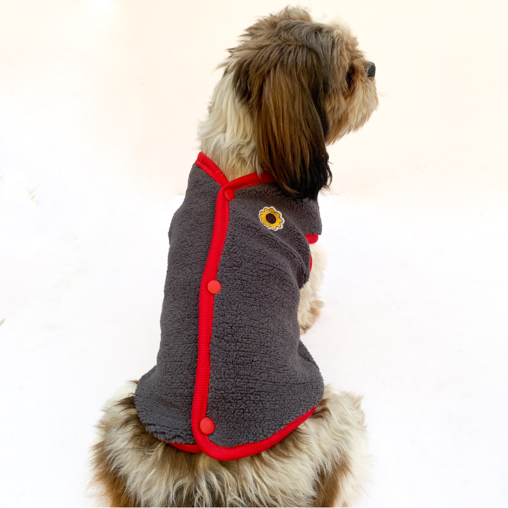 Pawgypets Cute Fleece Vest for Dogs and Cats GreyRed