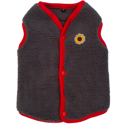 Pawgypets Cute Fleece Vest for Dogs and Cats GreyRed