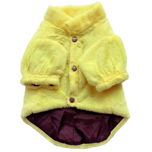 Pawgypets Fur Puffer Jacket for Dogs and Cats Yellow