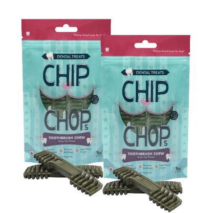 Chip Chops Toothbrush Chew Green Tea Flavored Dog Treats