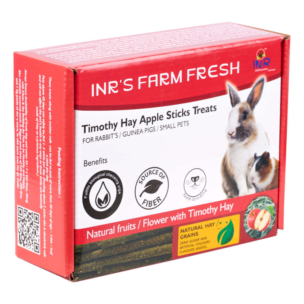 INRS Farm Fresh Timothy Hay Natural Apple Stick Treats for Small Animals